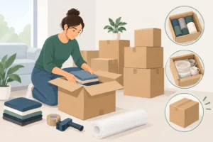 Umzugskartons platzsparend und sicher packen